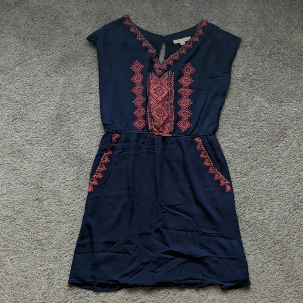 Blue embroidered short dress/ tunic